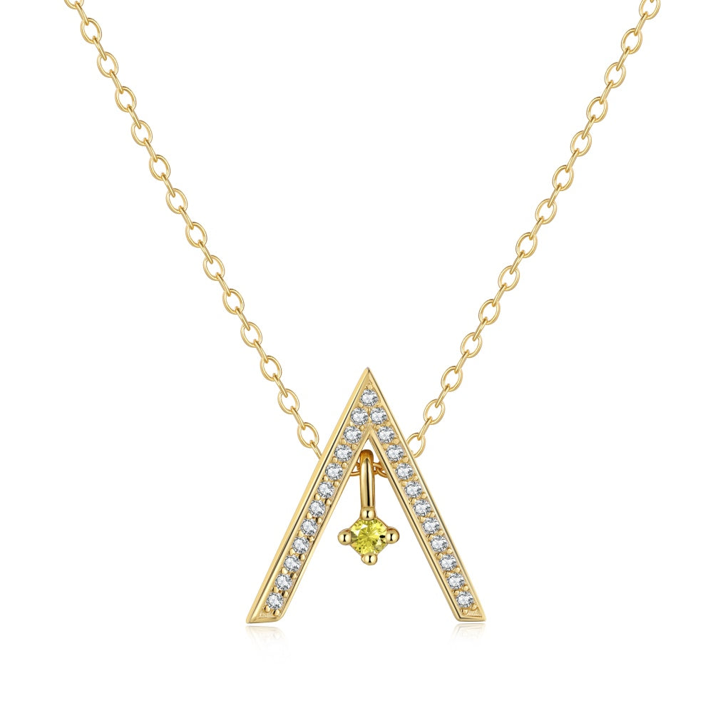 [XXX]Sparkling "A" Shape Necklace