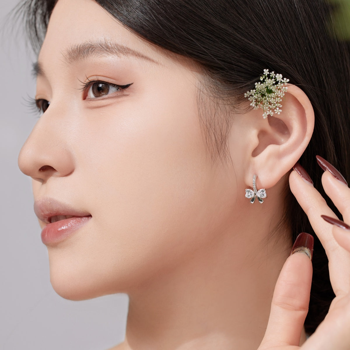 [XXX]Exquisite Earrings With Heart-Shaped Bow Design