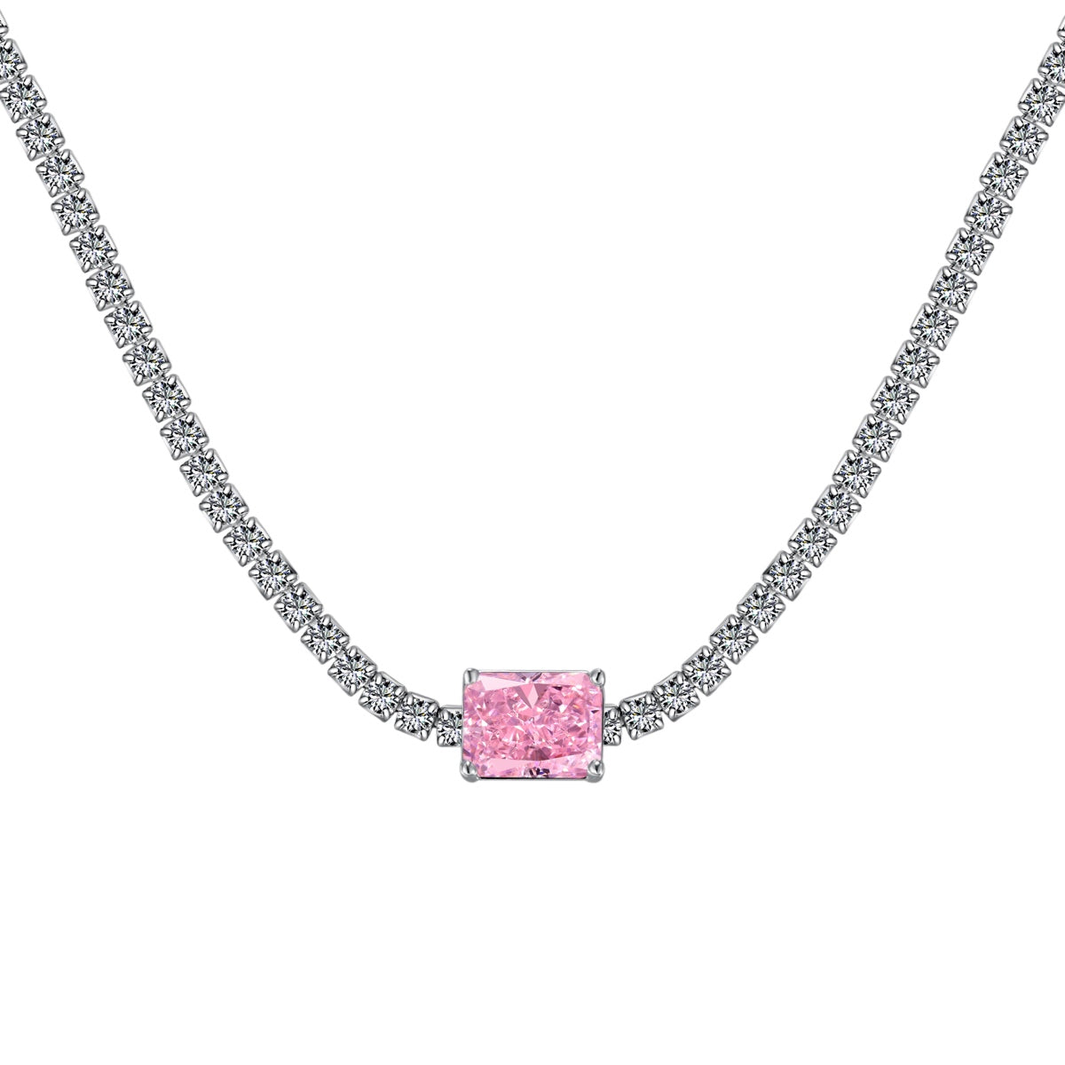 [XXX]2.0 carat Ornate Emerald Cut Necklace