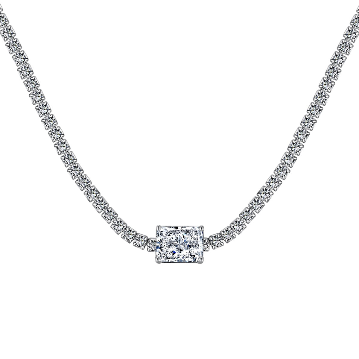 [XXX]2.0 carat Ornate Emerald Cut Necklace