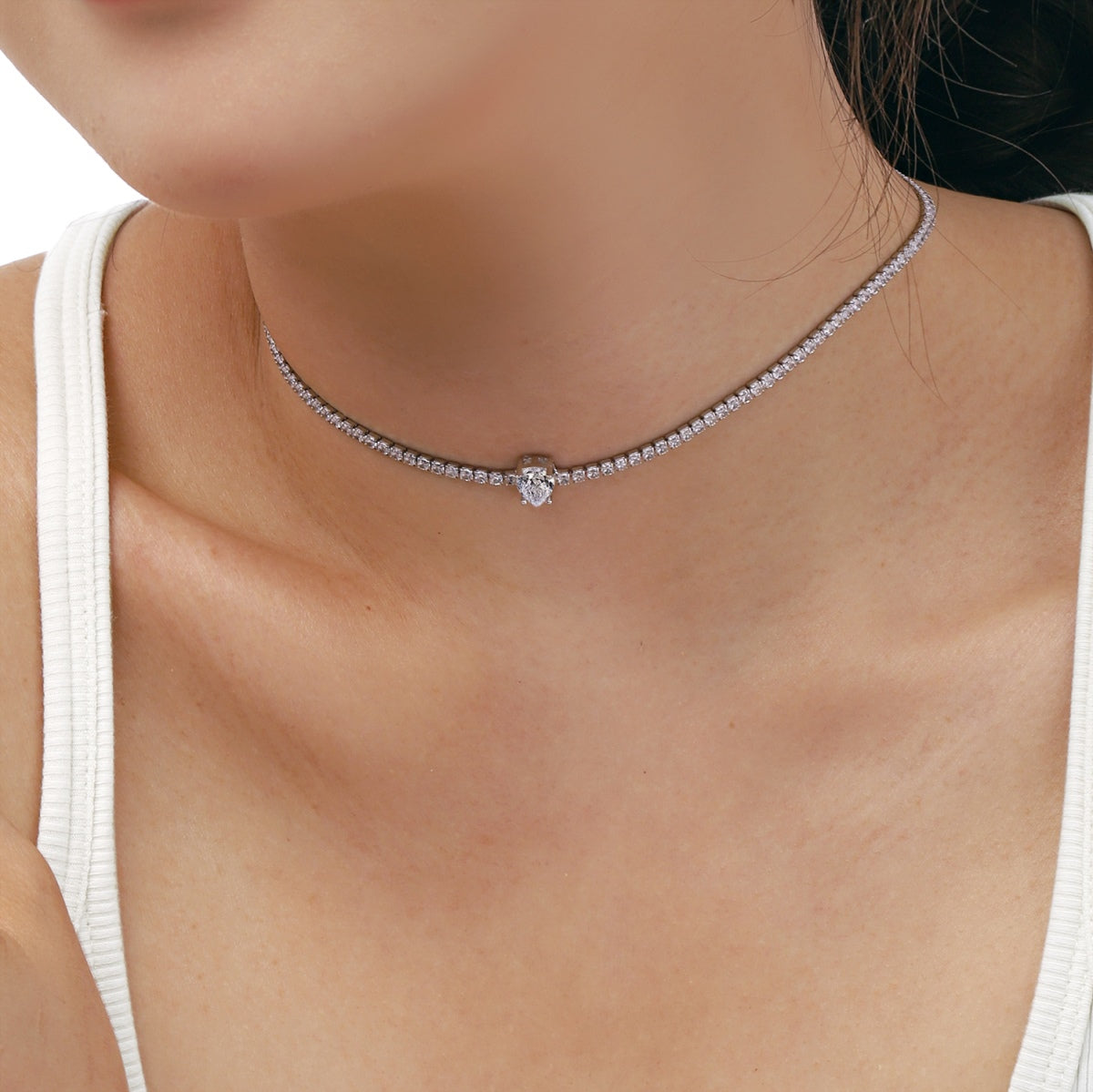 [XXX]1.0 carat Unique Pear Cut Tennis Necklace