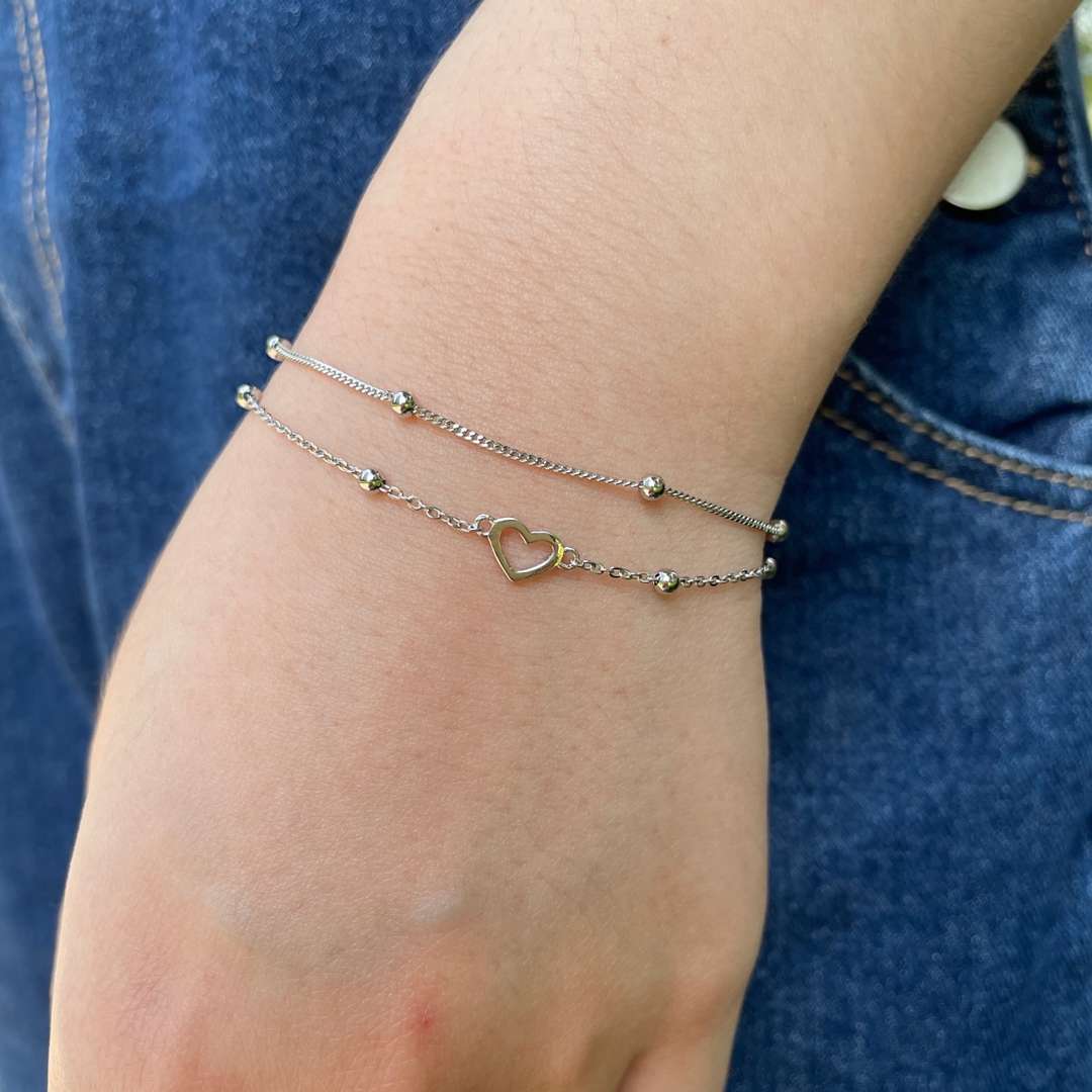 [XXX]Dainty Double Layer Love Heart Bracelet