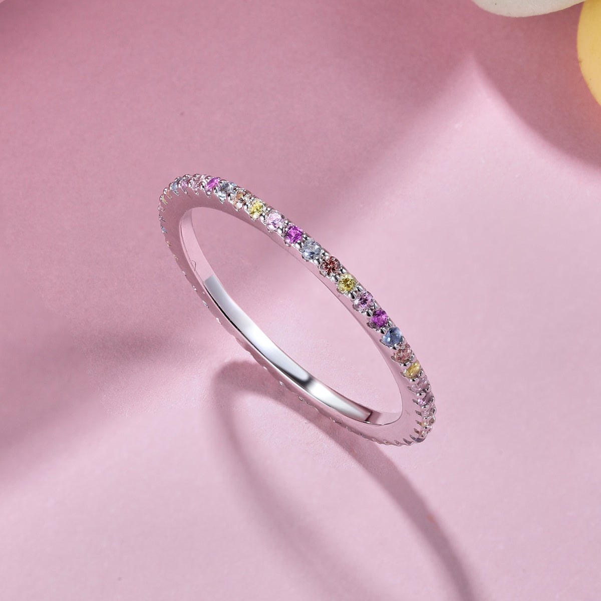 [XXX]Ornate Colorful Round Cut Tennis Ring