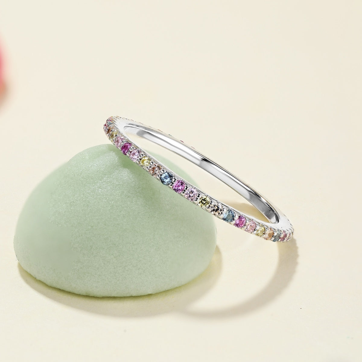 [XXX]Ornate Colorful Round Cut Tennis Ring