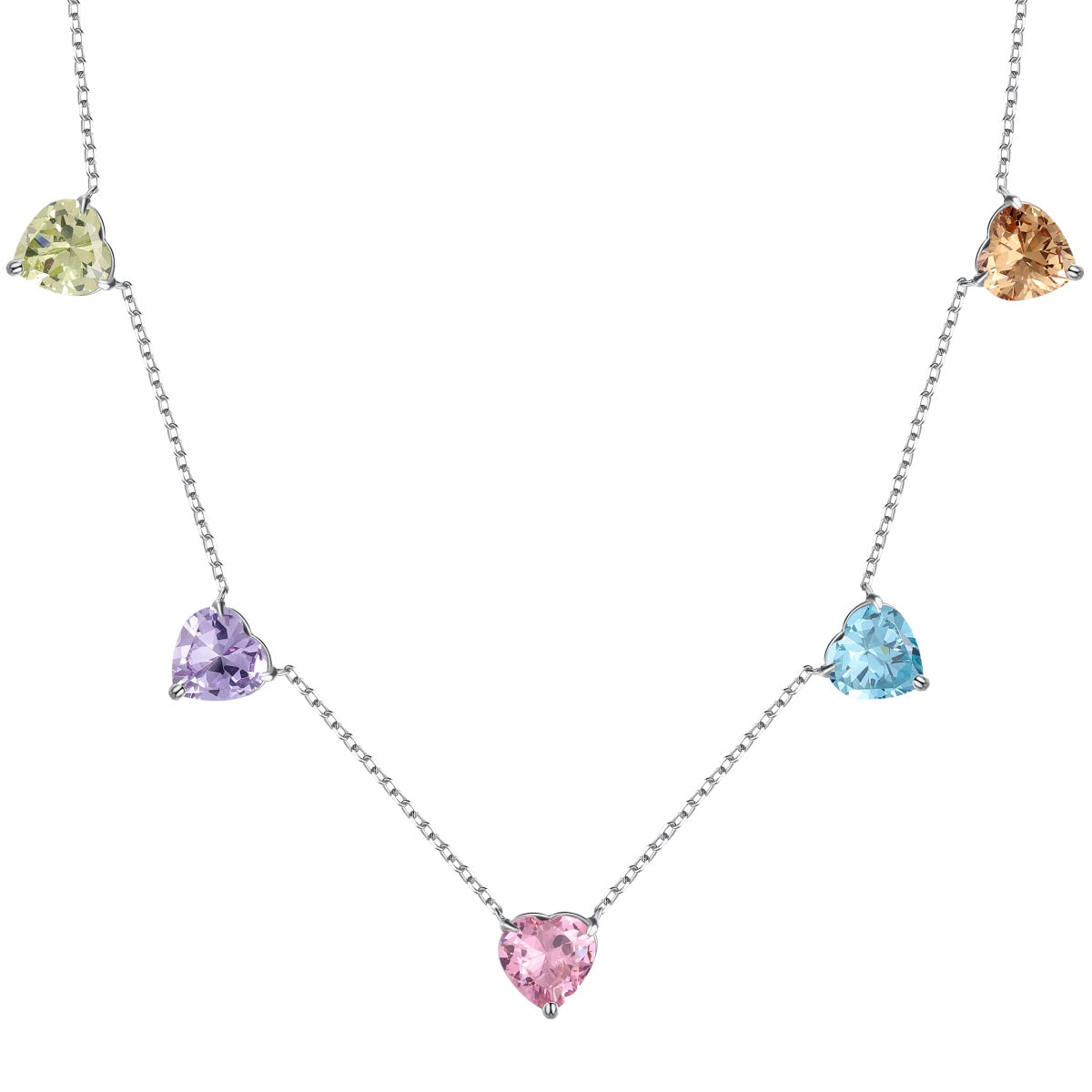 [XXX]Sparkling Colorful Heart Cut Necklace