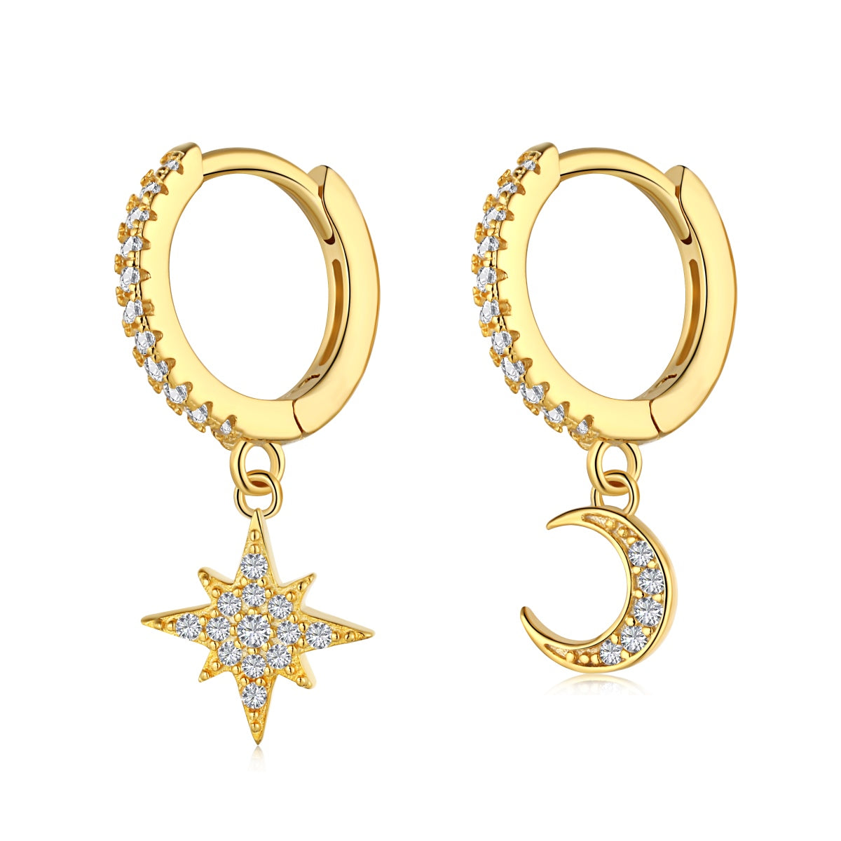 [XXX]Star and Moon Asymmetric Earrings