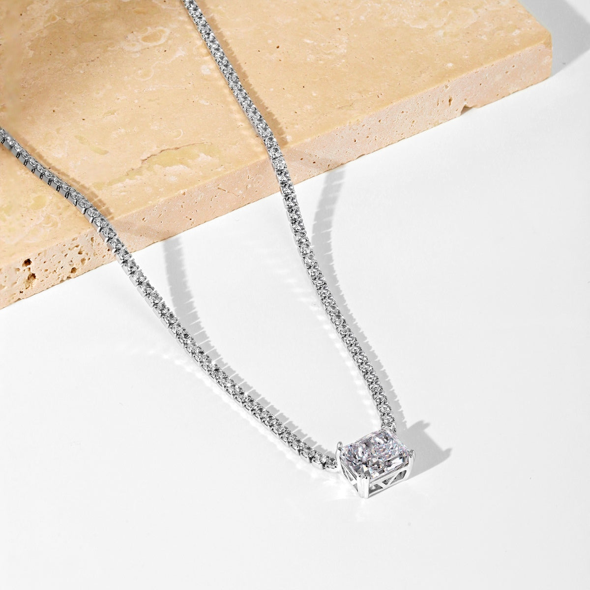 [XXX]4.0 Carat Elegant Radiant Cut Necklace