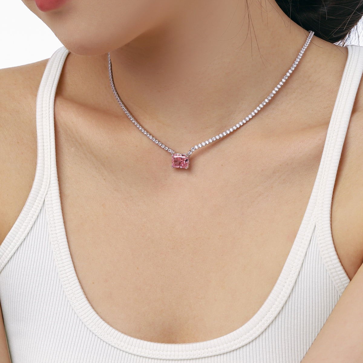 [XXX]4.0 Carat Elegant Radiant Cut Necklace