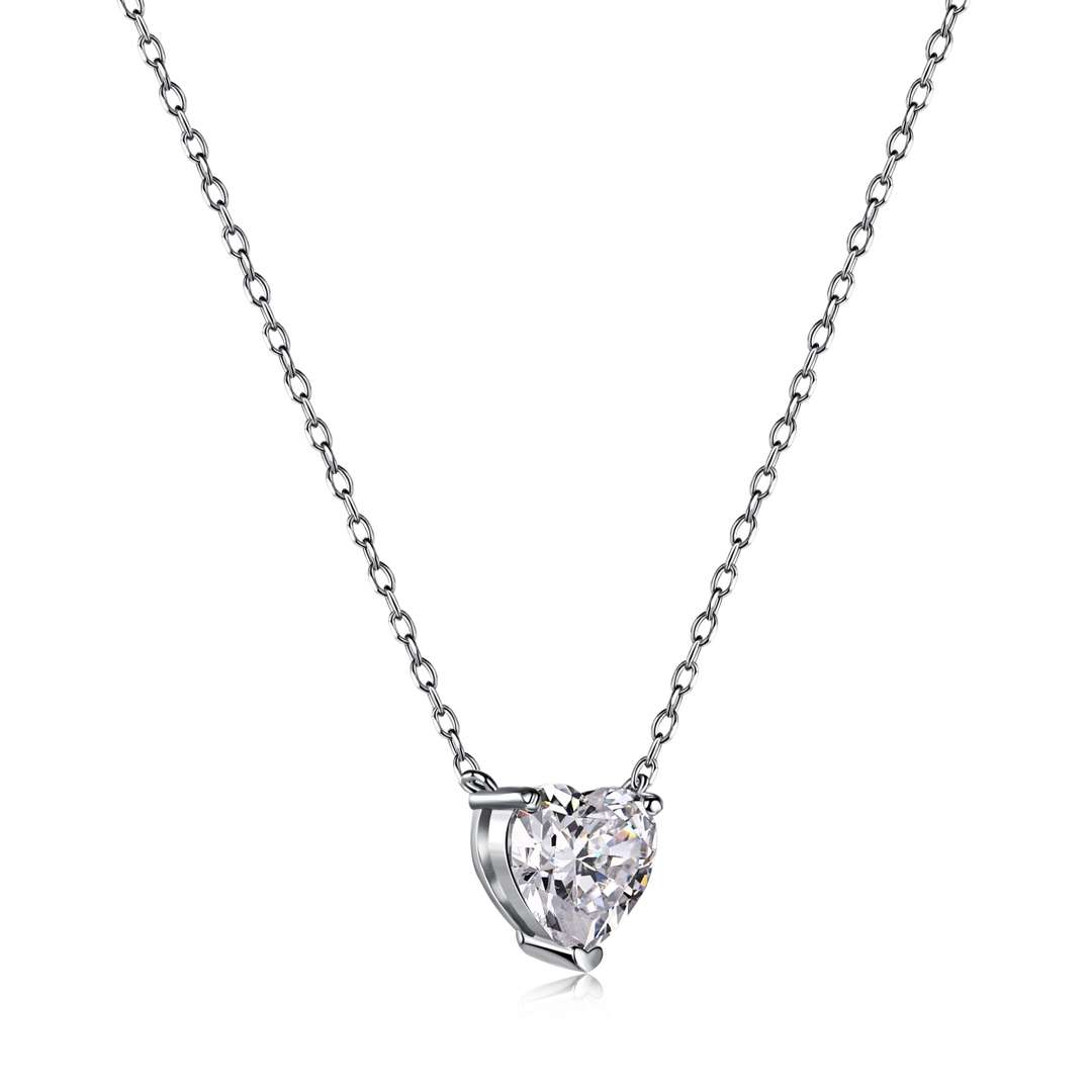 [XXX]Heart Shape Main Stone Pendant Collarbone Necklace