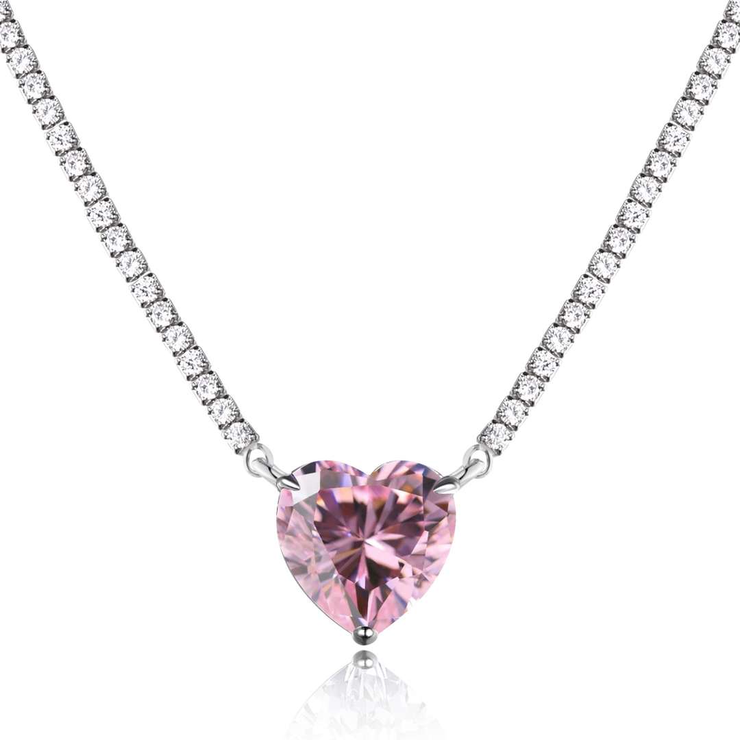 [XXX]8.0 Carat Versatile Colorful Sweet Heart-Shaped Tennis Necklace