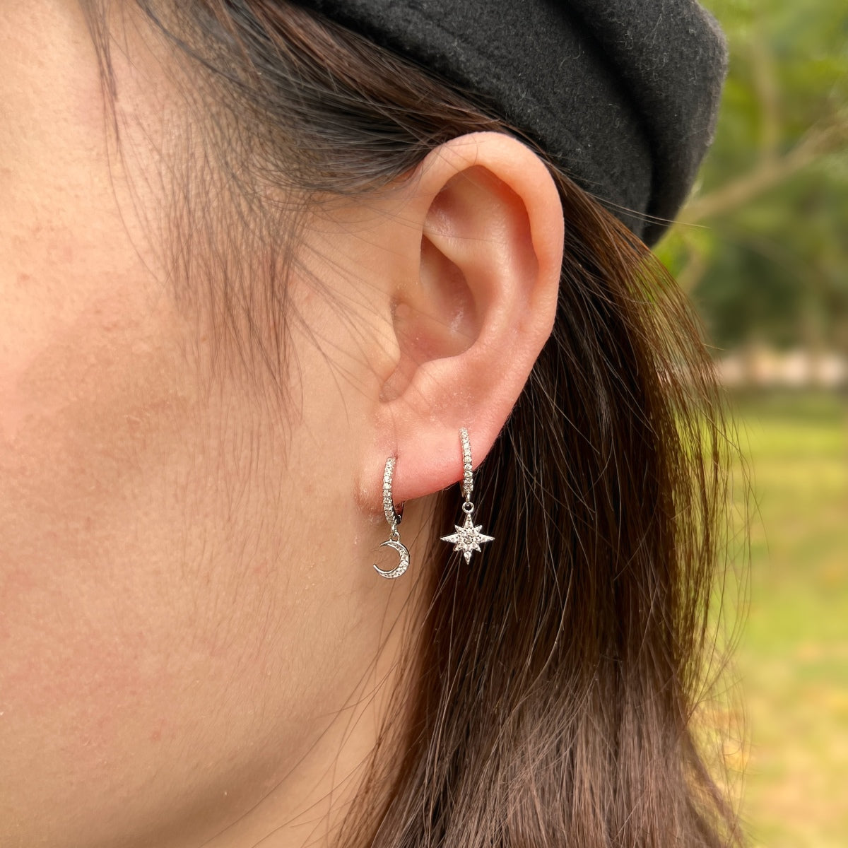 [XXX]Pendientes asimétricos de estrella y luna