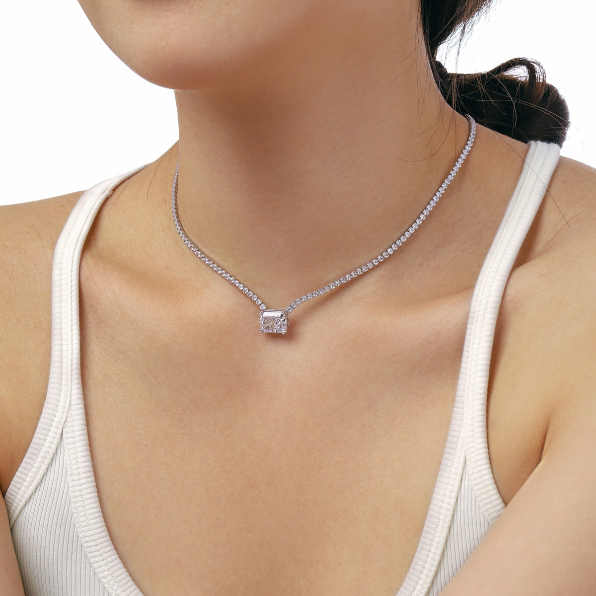 [XXX]4.0 Carat Elegant Radiant Cut Necklace