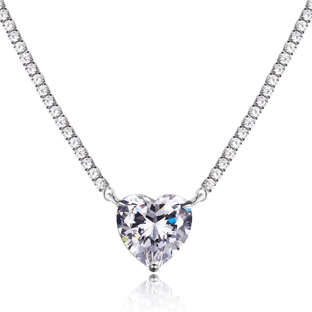 [XXX]8.0 Carat Versatile Colorful Sweet Heart-Shaped Tennis Necklace