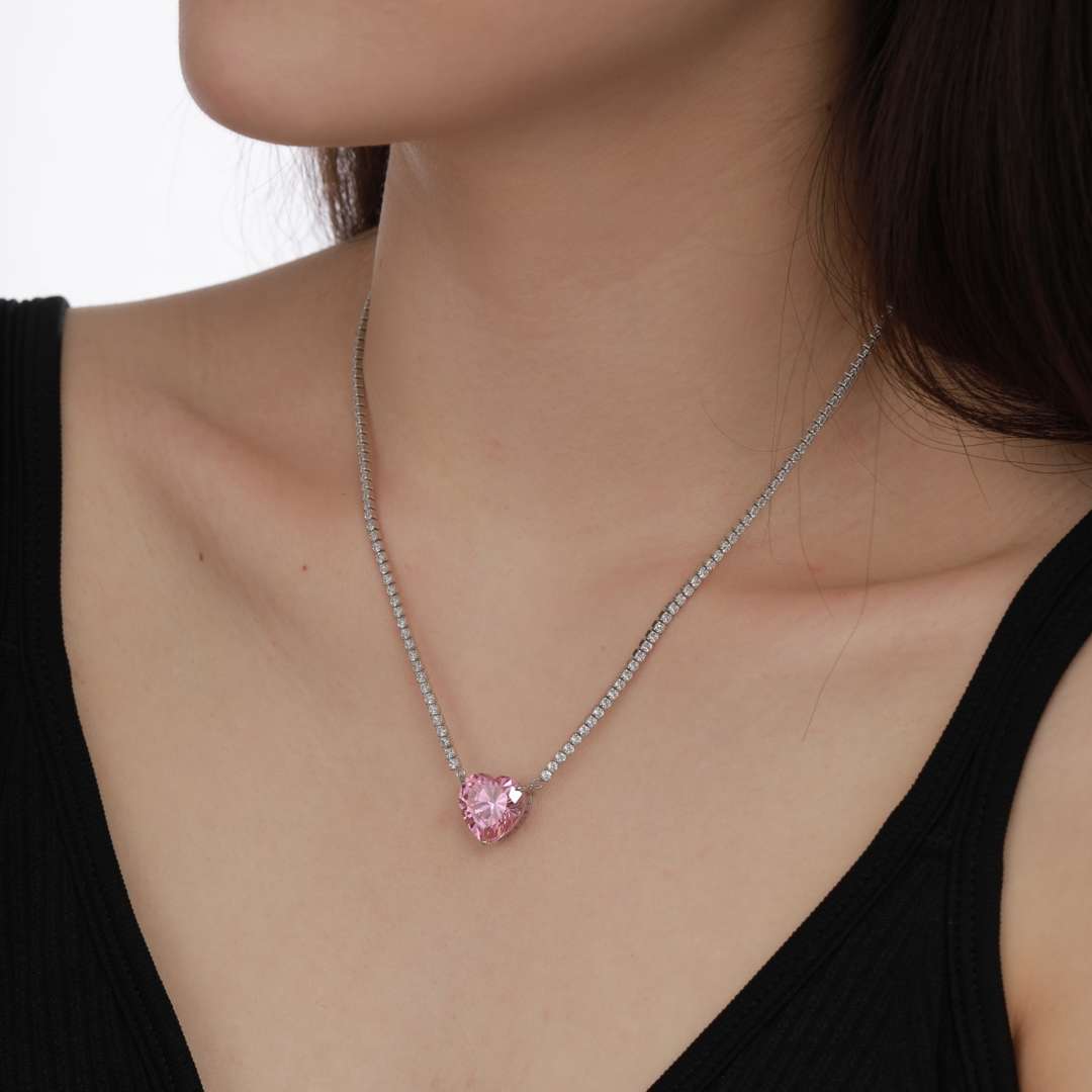 [XXX]8.0 Carat Versatile Colorful Sweet Heart-Shaped Tennis Necklace