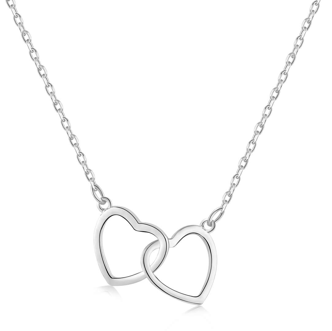 [XXX]Sterling Silver Love Double Ring Necklace