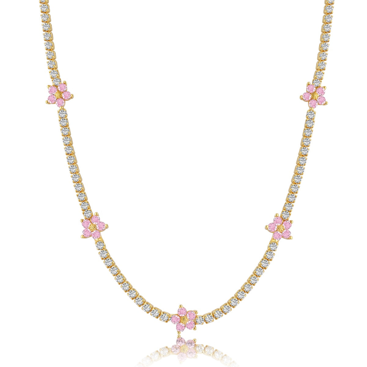 [XXX]Luxurious Colorful Flower Tennis Necklace