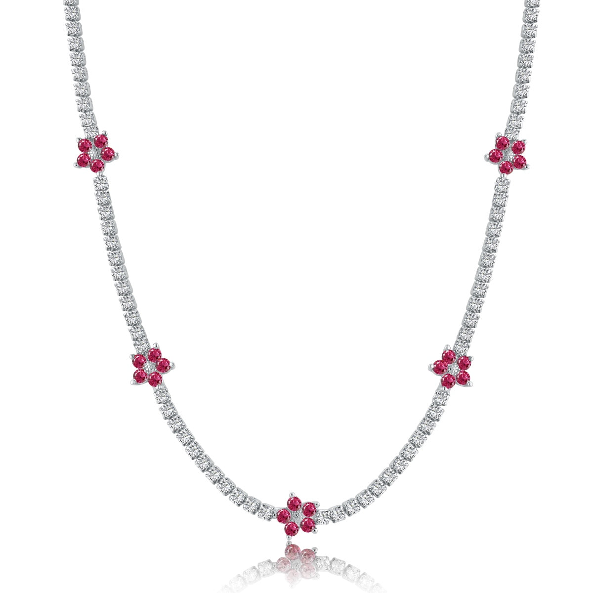 [XXX]Luxurious Colorful Flower Tennis Necklace