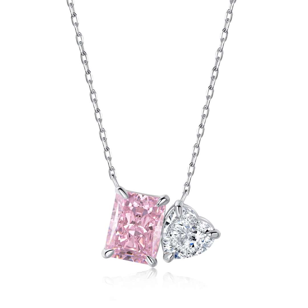 [XXX]Dazzling Square & Heart Shape Necklace