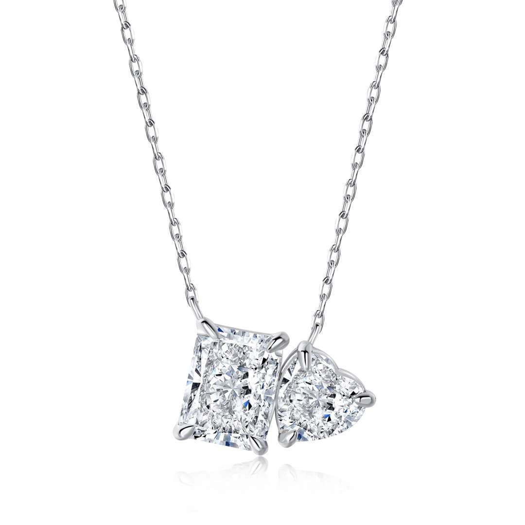 [XXX]Dazzling Square & Heart Shape Necklace