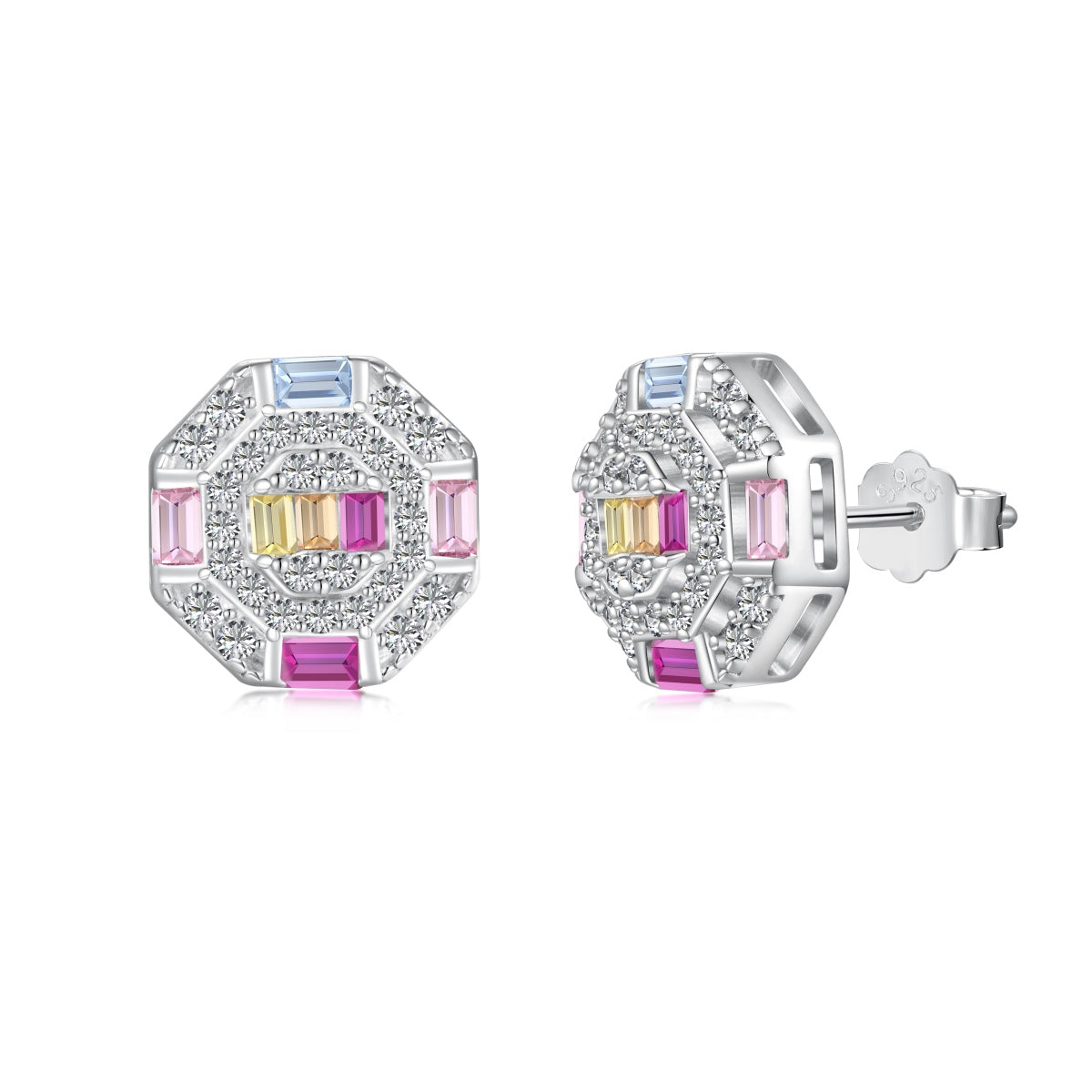 [XXX]Ornate Colorful Octagon Shape Daily Earrings