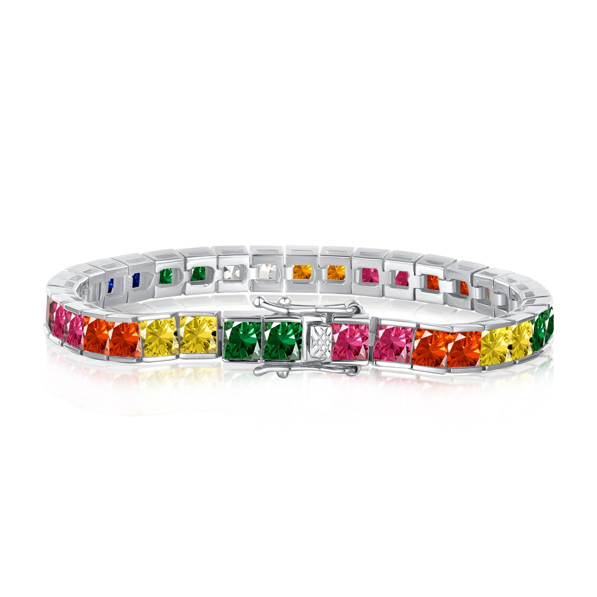 [XXX] Pulsera de tenis con corte princesa de colores radiantes