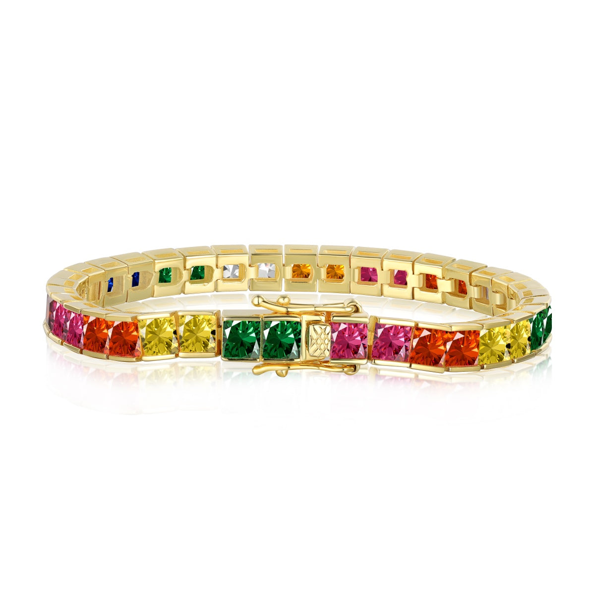 [XXX]Radiant Colorful Princess Cut Tennis Bracelet