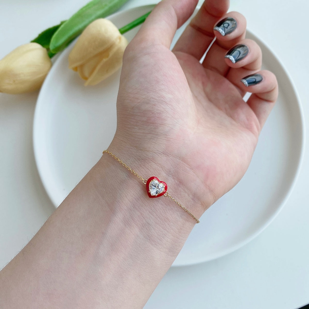 [XXX]Pulsera romántica con forma de corazón brillante para amantes