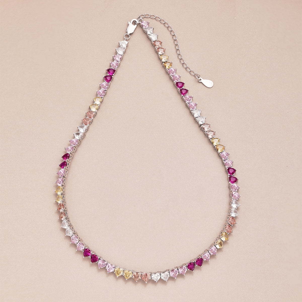 [XXX]Sparkling Colorful Full Heart Tennis Necklace