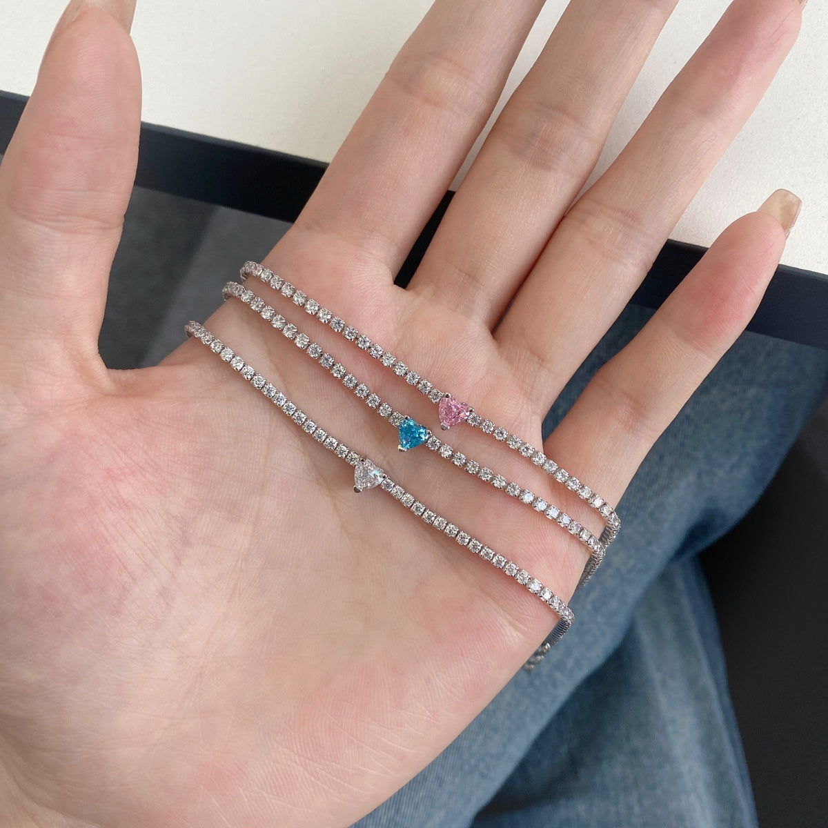 [XXX]Pulsera elegante con forma de corazón romántico de 0,5 quilates