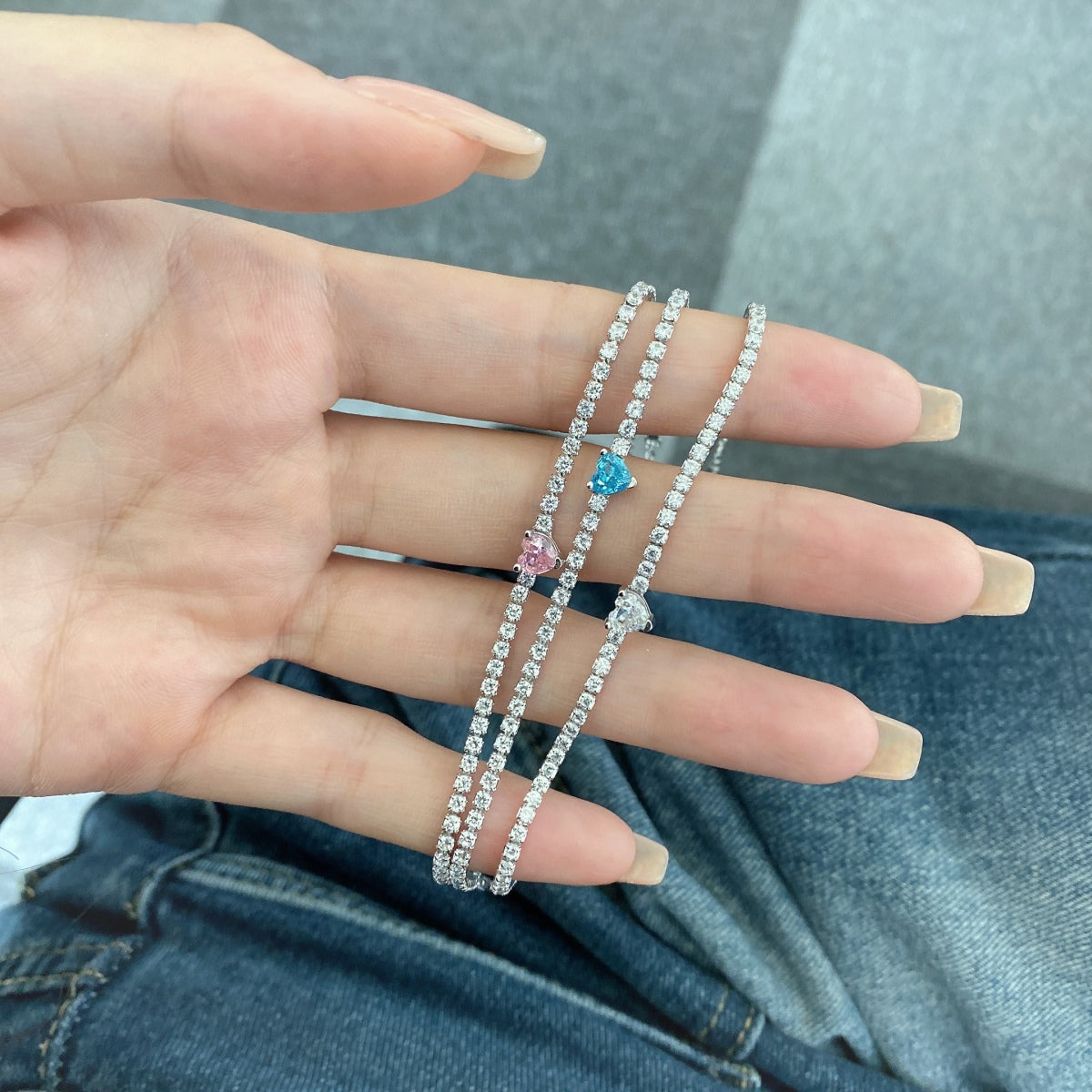 [XXX]Pulsera elegante con forma de corazón romántico de 0,5 quilates