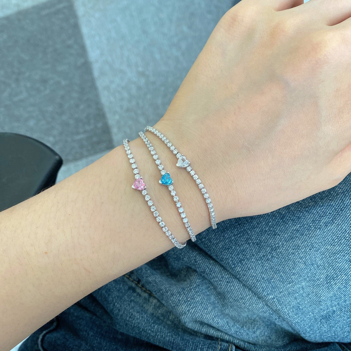 [XXX]Pulsera elegante con forma de corazón romántico de 0,5 quilates