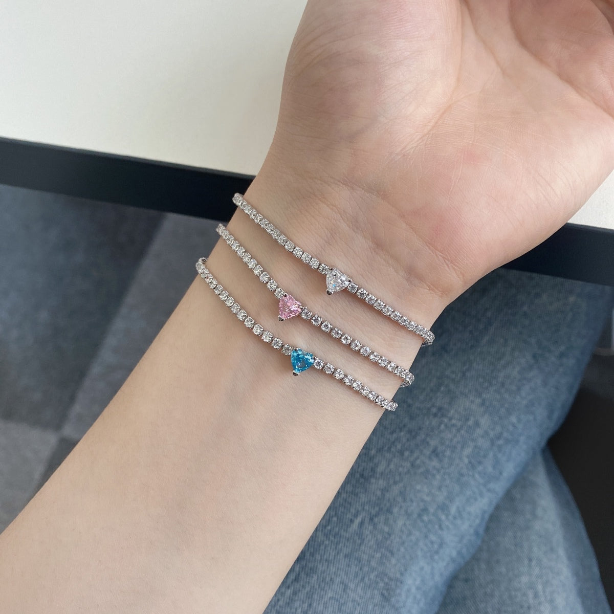 [XXX]Pulsera elegante con forma de corazón romántico de 0,5 quilates