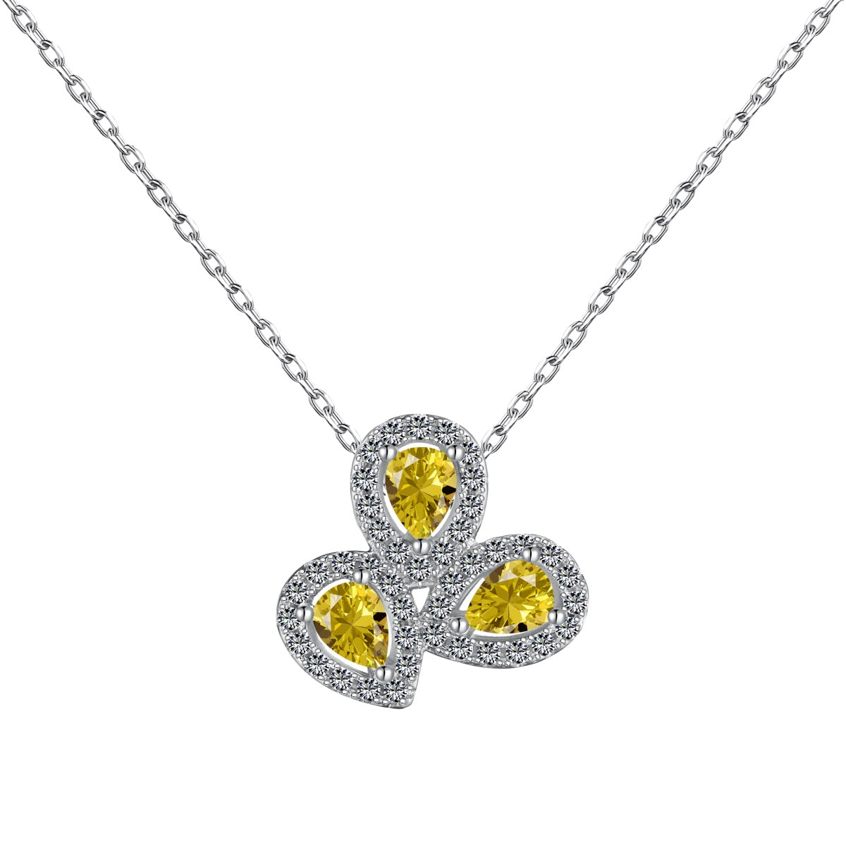 [XXX]Elegant Flower Shape Pear Cut Necklace