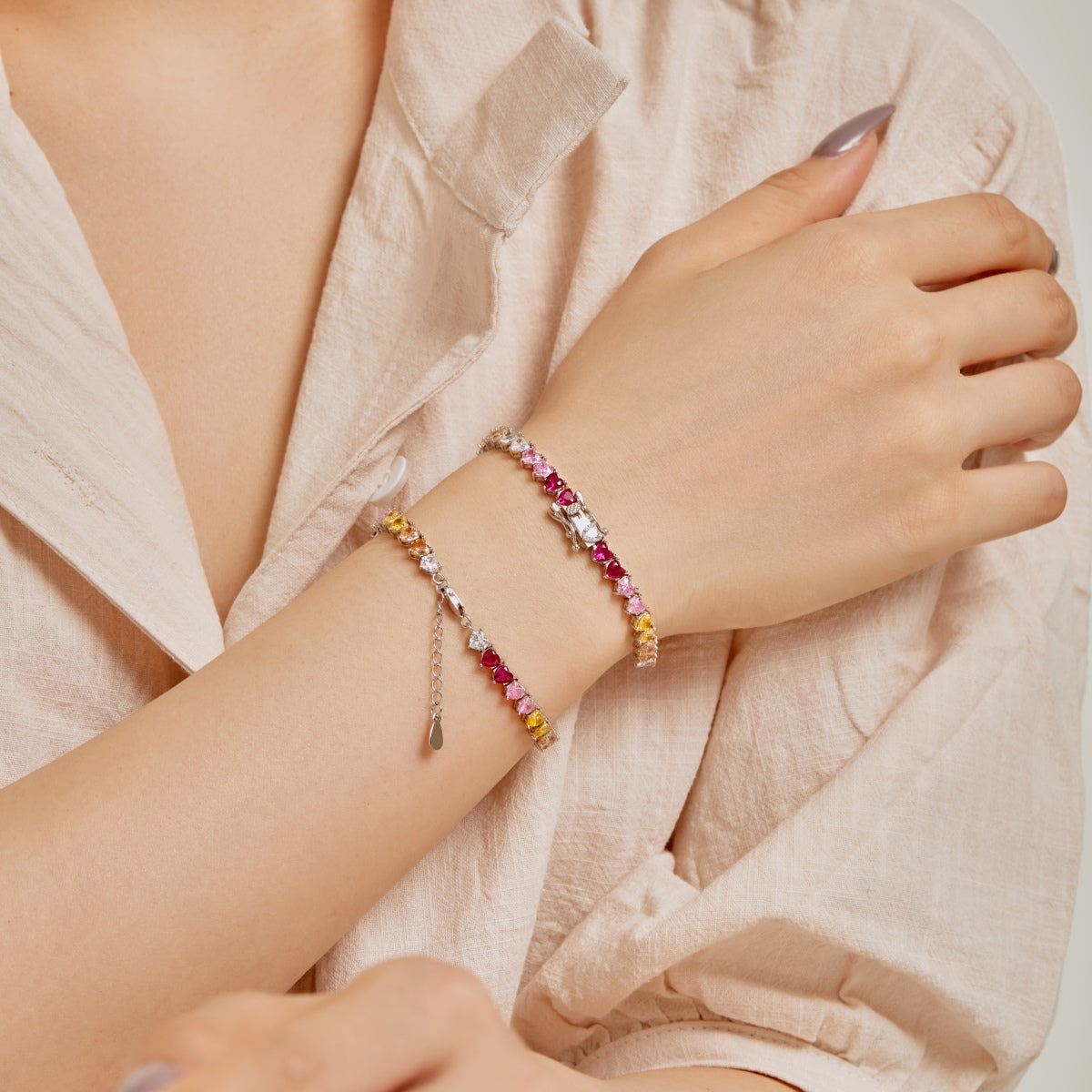 [XXX]Pulsera de lujo con forma de corazón romántico y colorido