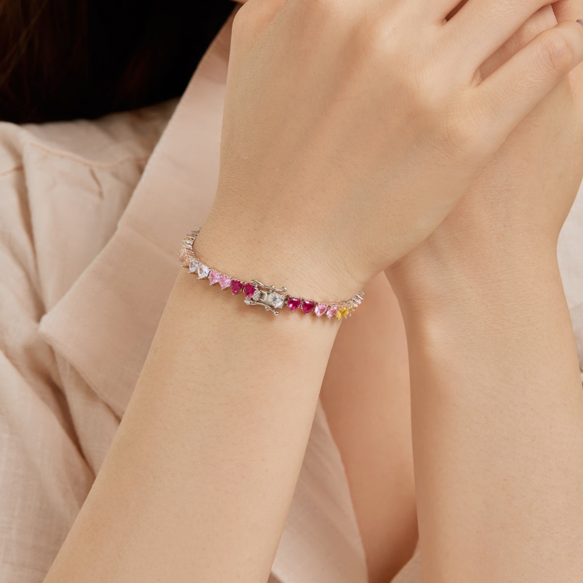 [XXX]Luxurious Colorful Romantic Heart Shape Lover Bracelet