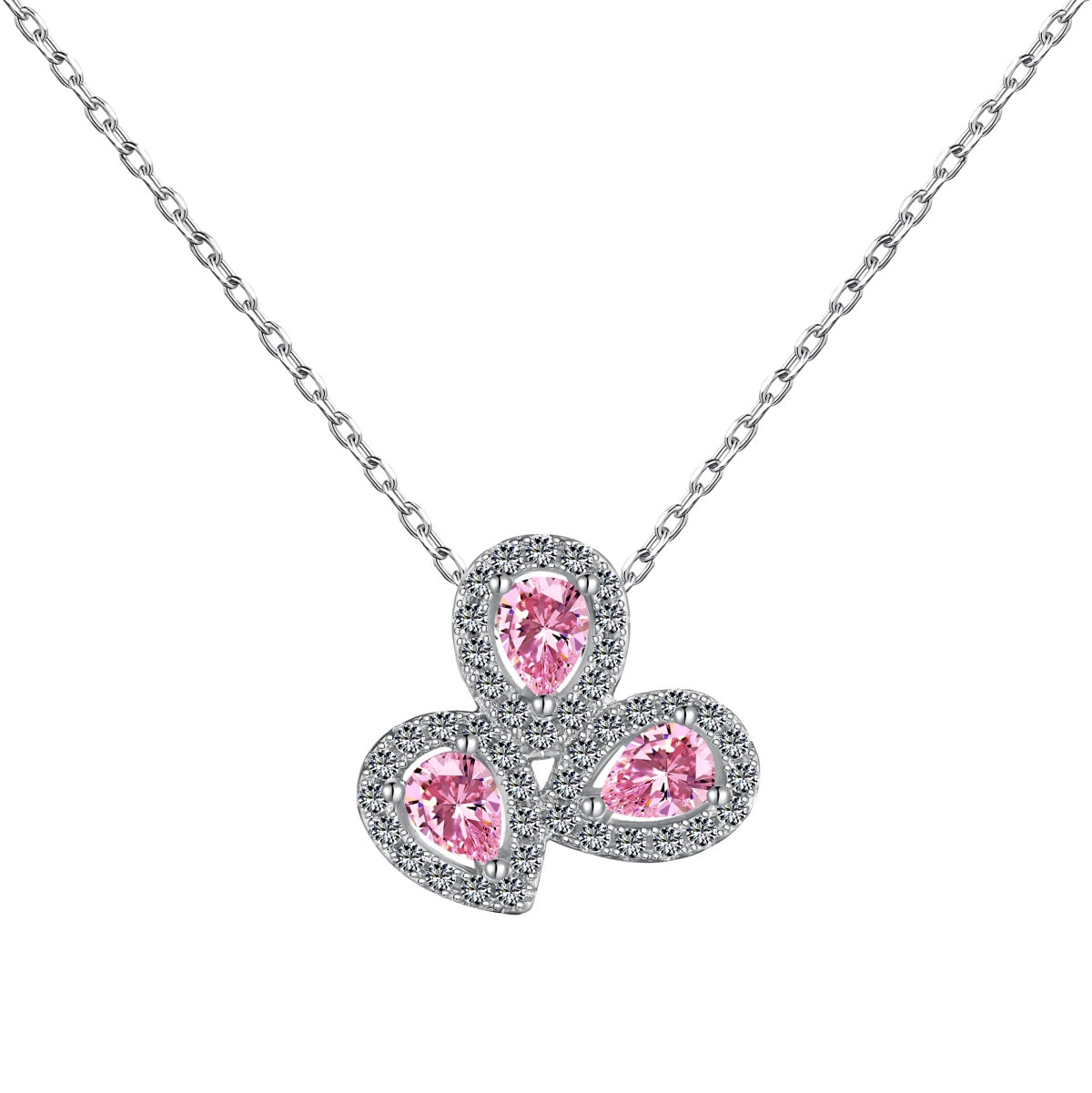 [XXX]Elegant Flower Shape Pear Cut Necklace