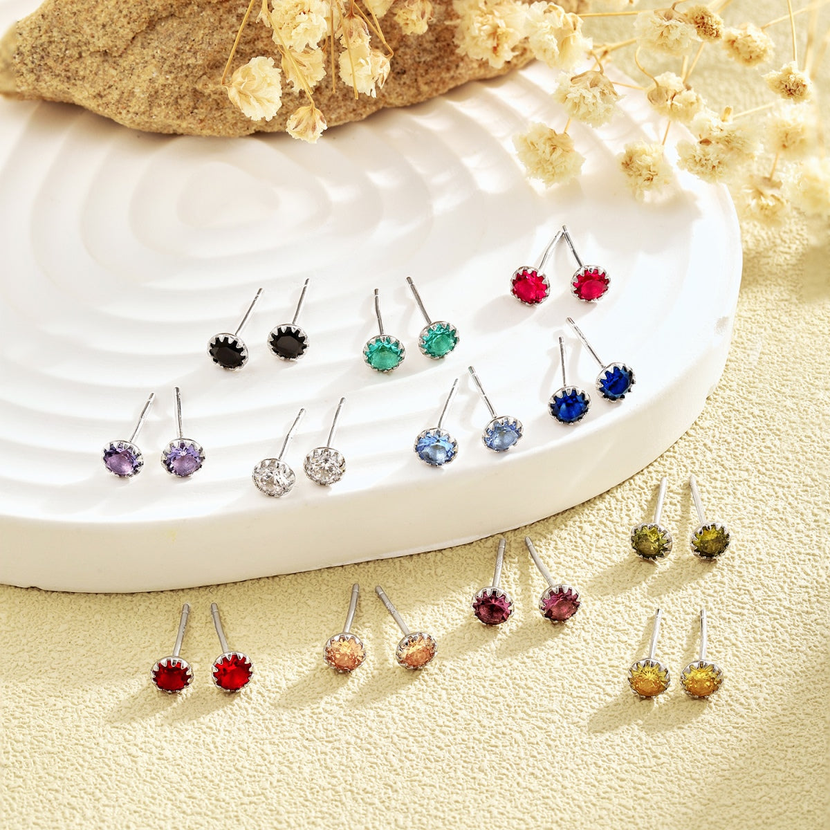 [XXX]Sparkling Colorful Round Shape Earrings