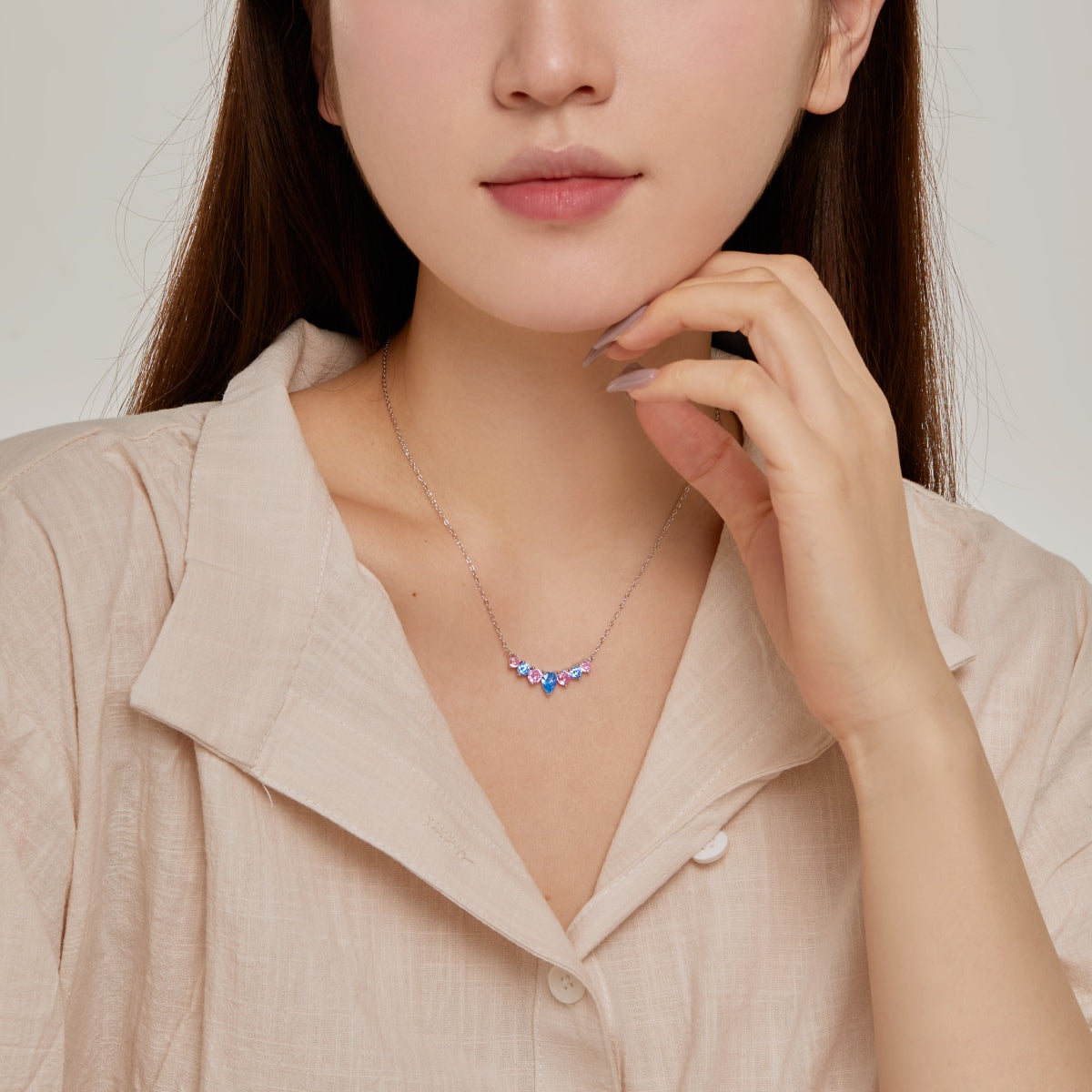 [XXX]Dainty Colorful Heart Necklace