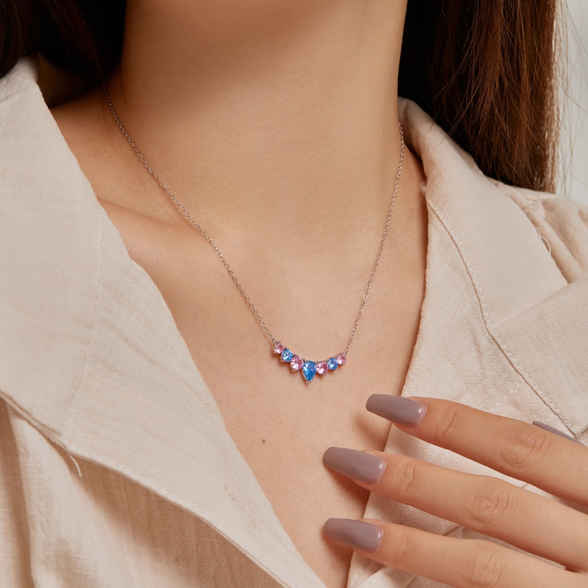 [XXX]Dainty Colorful Heart Necklace