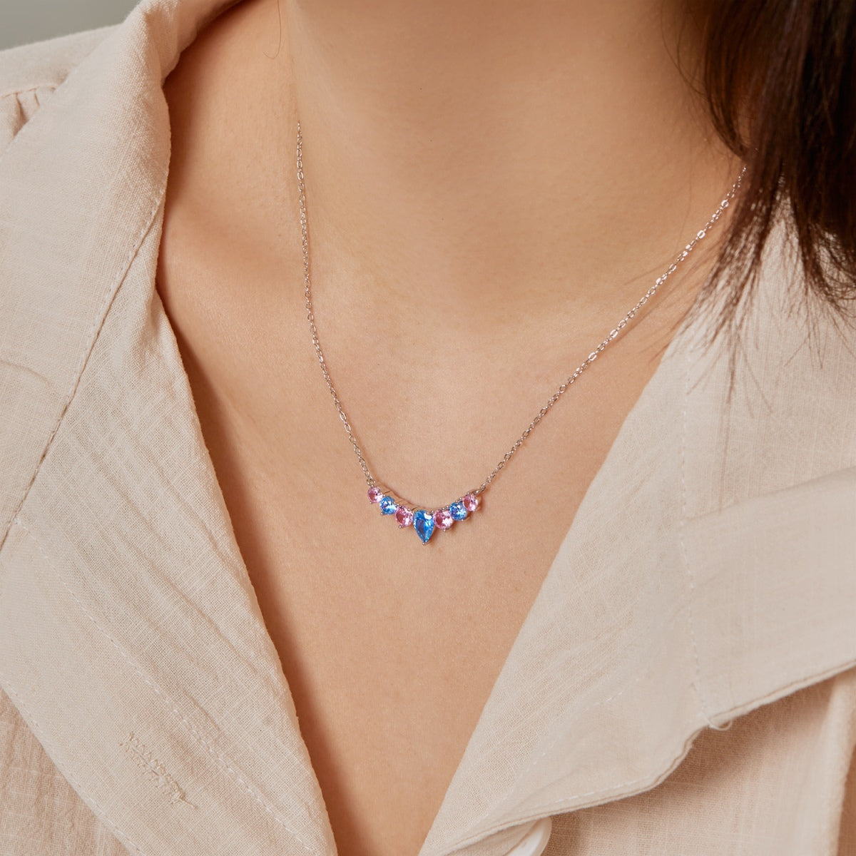 [XXX]Dainty Colorful Heart Necklace