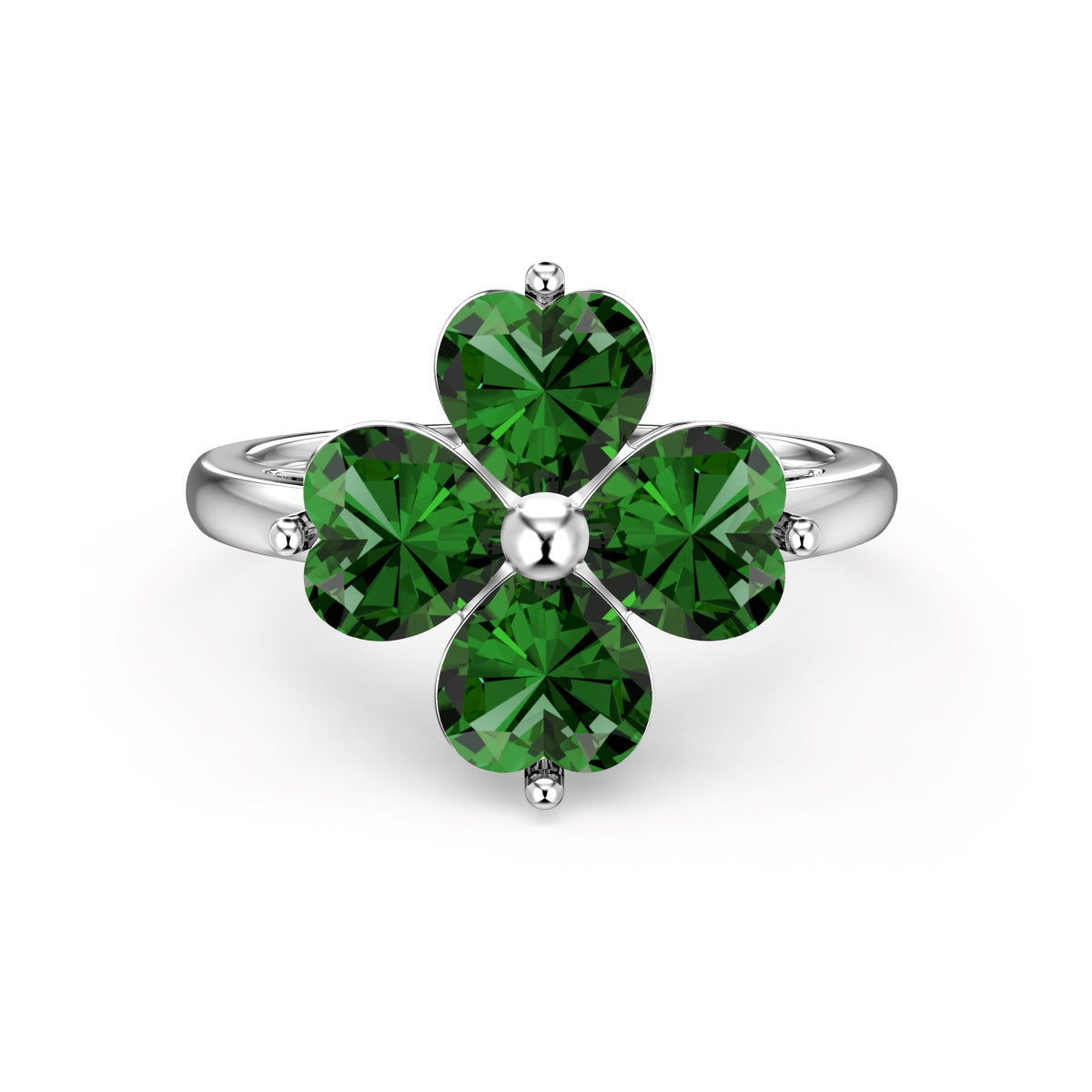 [XXX]Heart-shaped Four-Leaf Clover Ball Ring