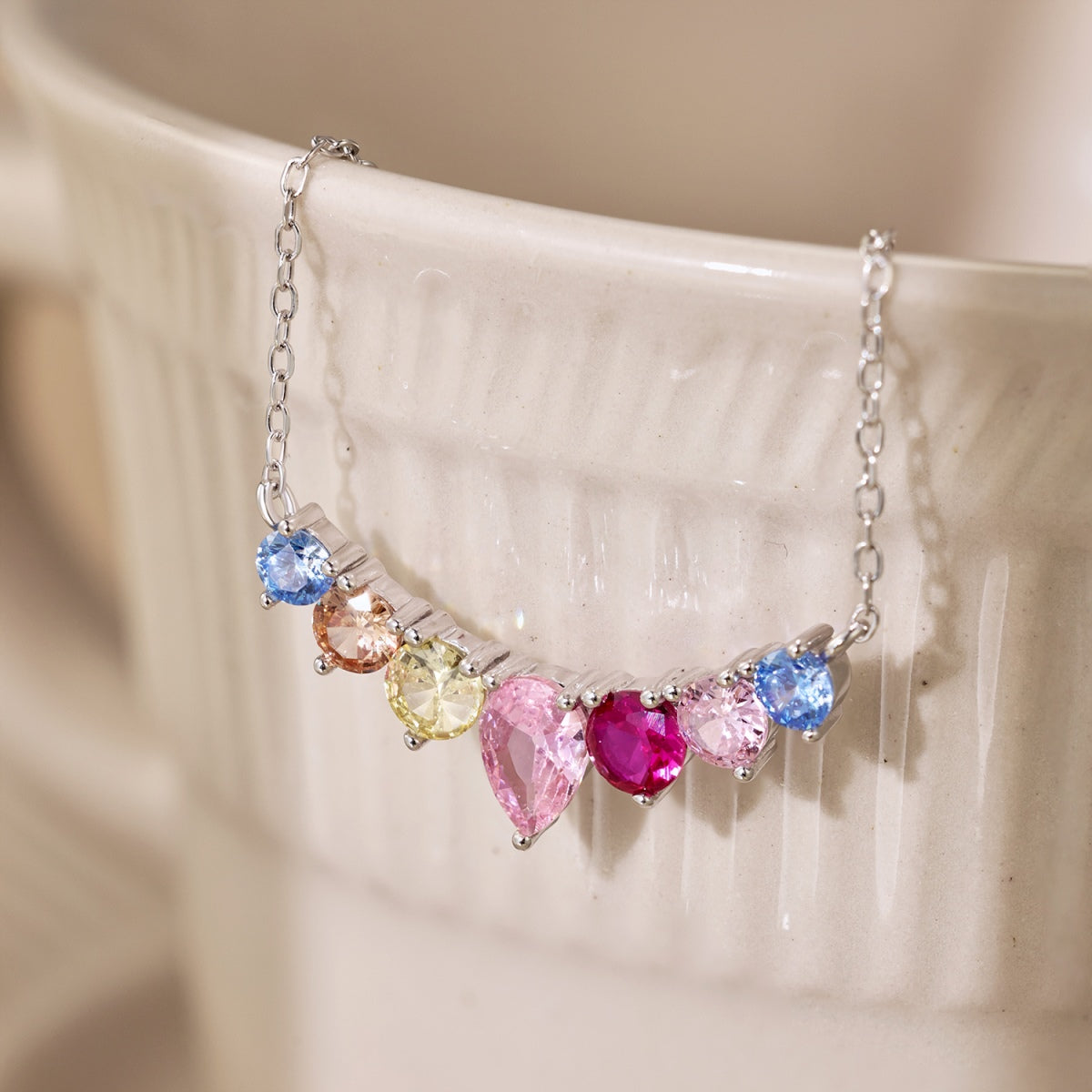 [XXX]Dainty Colorful Heart Necklace