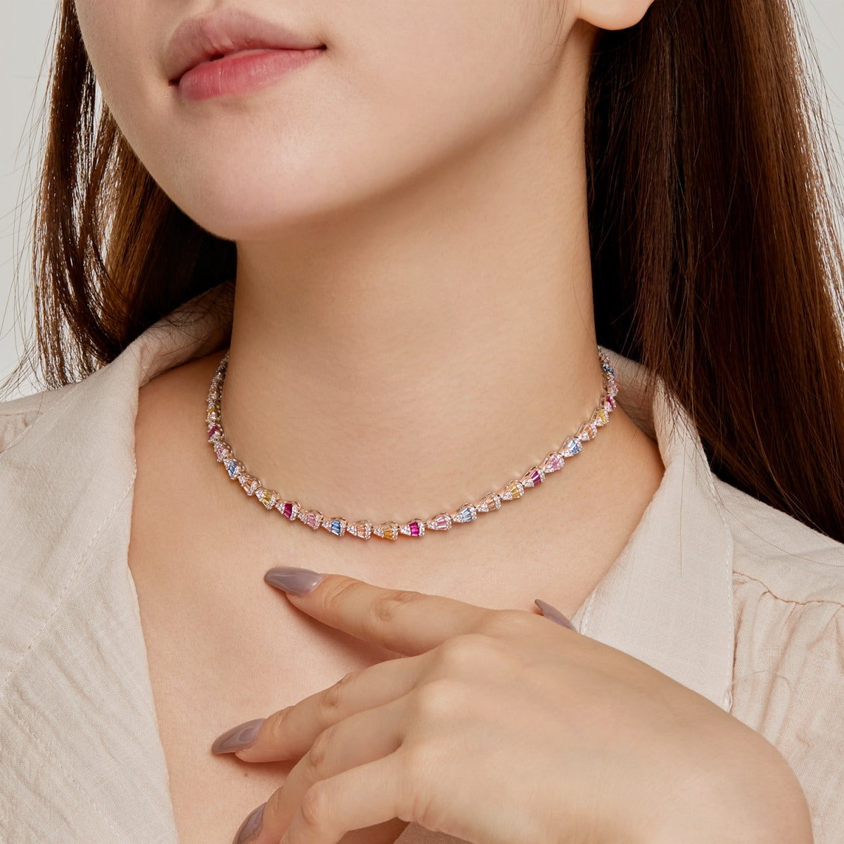 [XXX]Radiant Colorful Rainbow Necklace