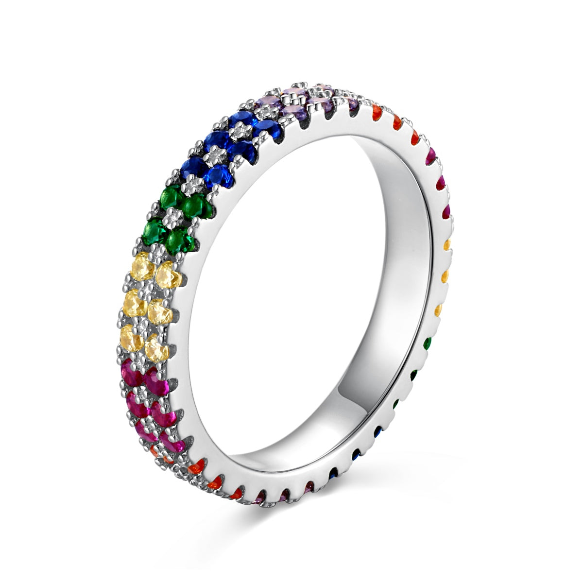 [XXX]Unique Colorful Round Cut Tennis Ring