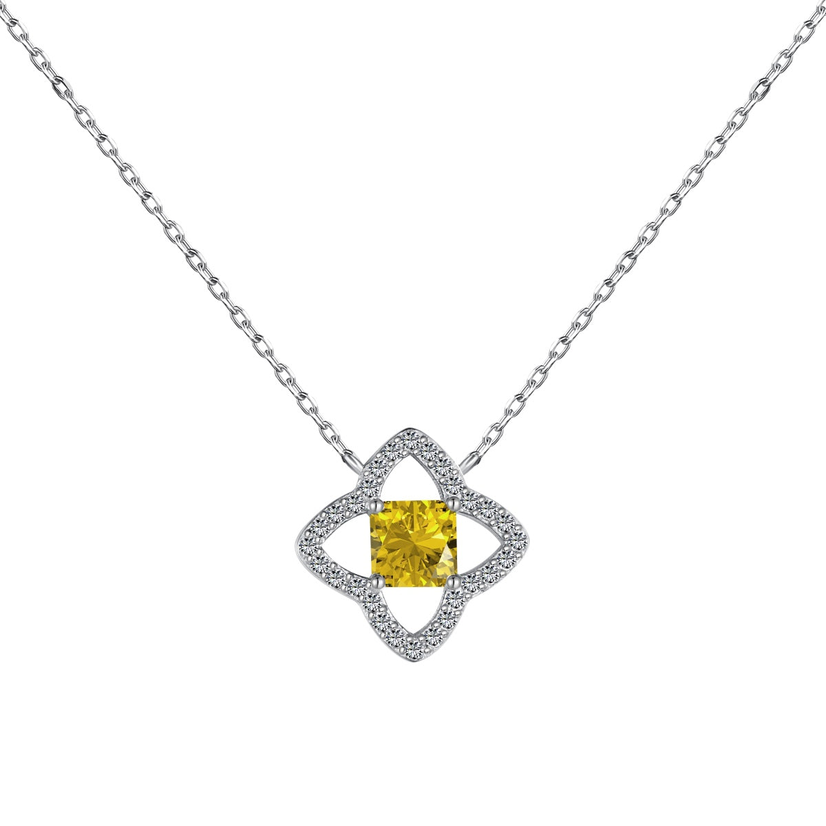 [XXX]Exquisite Flower Shape Princess Cut Necklace