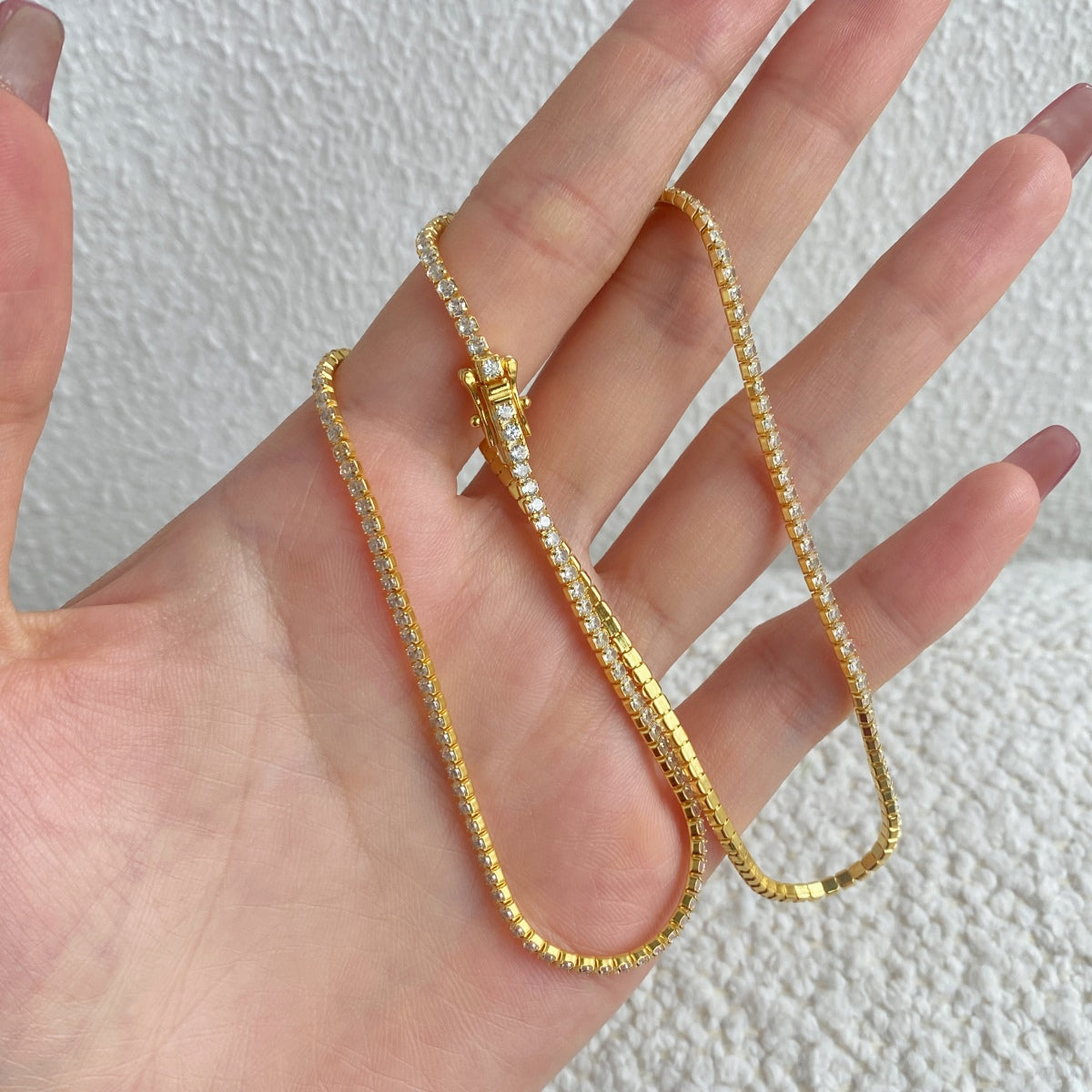 [XXX]Delicate Round Shape Tennis Necklace