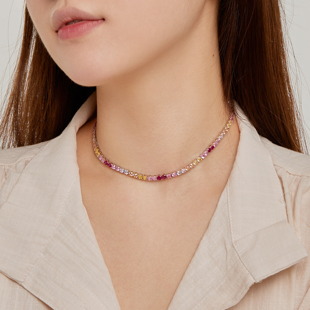 [XXX]Delicate Colorful Tennis Necklace