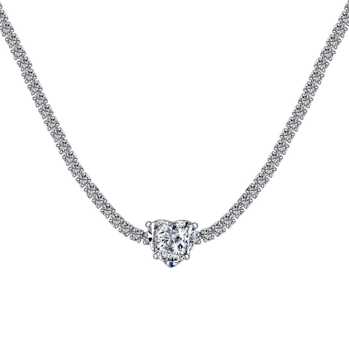 [XXX]2.0 Carat Sparkling Tennis Heart Cut Necklace