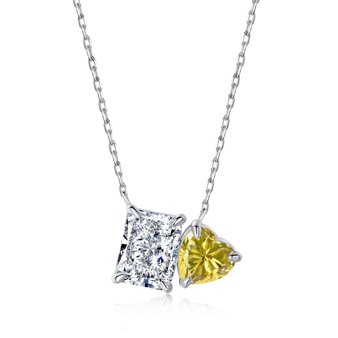 [XXX]Dazzling Square & Heart Shape Necklace