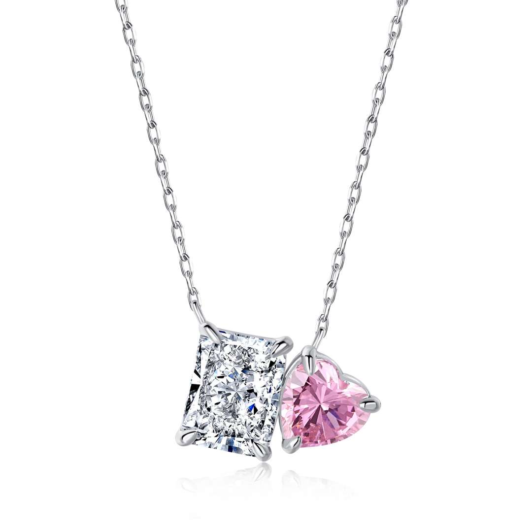 [XXX]Dazzling Square & Heart Shape Necklace